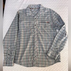 Simms Plaid Button-Down Guide Shirt in Light Blue, Gray and Red